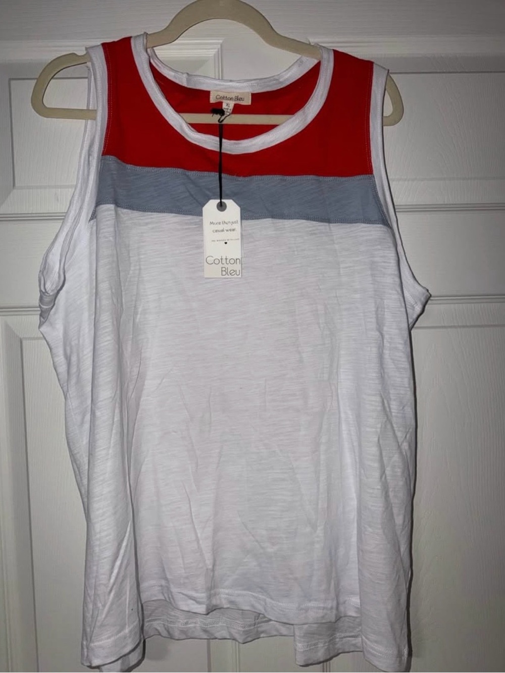 Cotton Bleu Red, Gray & White Colorblock Tank Top